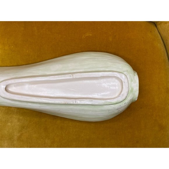 CELERY SHAPED DISH - Tray - Spoon Rest - Ceramic - Pale Green 14" x 5" Unmarked - Picture 6 of 7